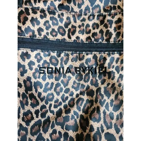 Sonia Rykiel Leopard Print Nylon Tote Laptop Bag Travel Weekender Carryall Zip - Picture 4 of 6